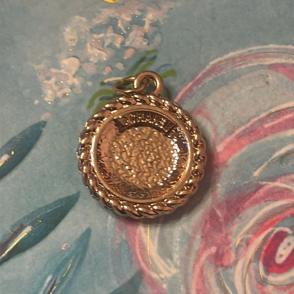 CHANEL Pink and Gold Logo charm